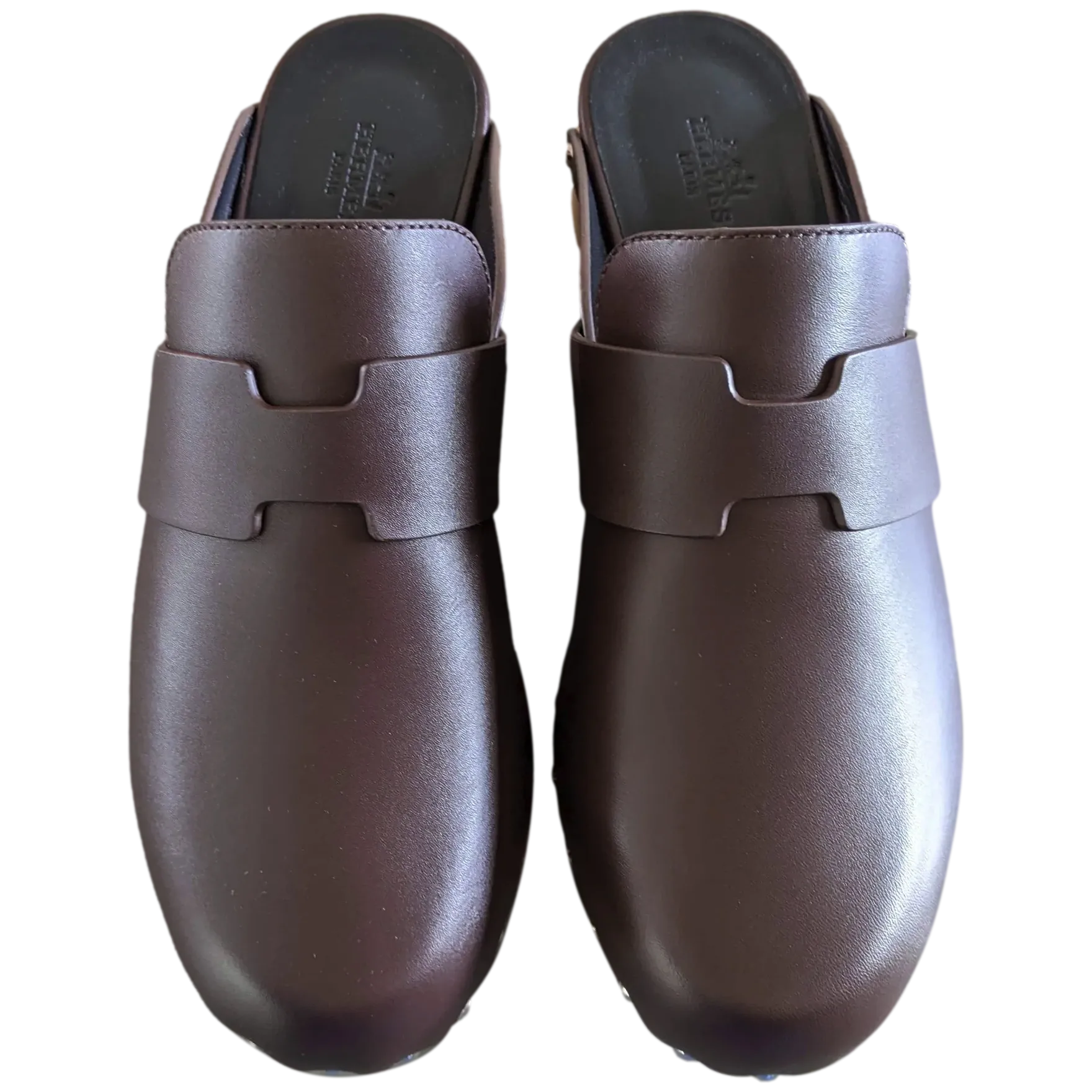 Hermes [SH13] Cafe "Mules Femme Calya"  Women Calfskin Mules Sz 37, BNIB!