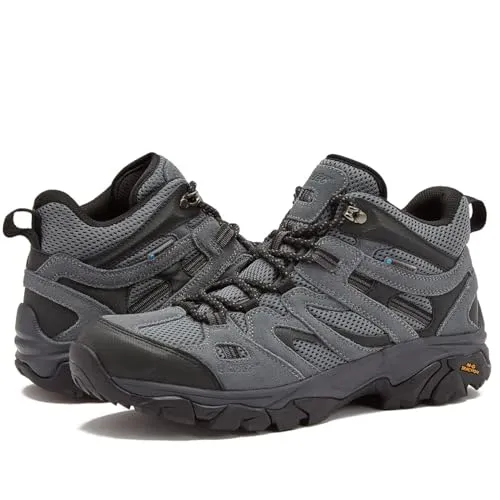 HI-TEC Ravus WP Mid Waterproof Hiking Boots for Men, Lightweight Breathable Outdoor Trekking Shoes - Dark Grey, 13 Medium