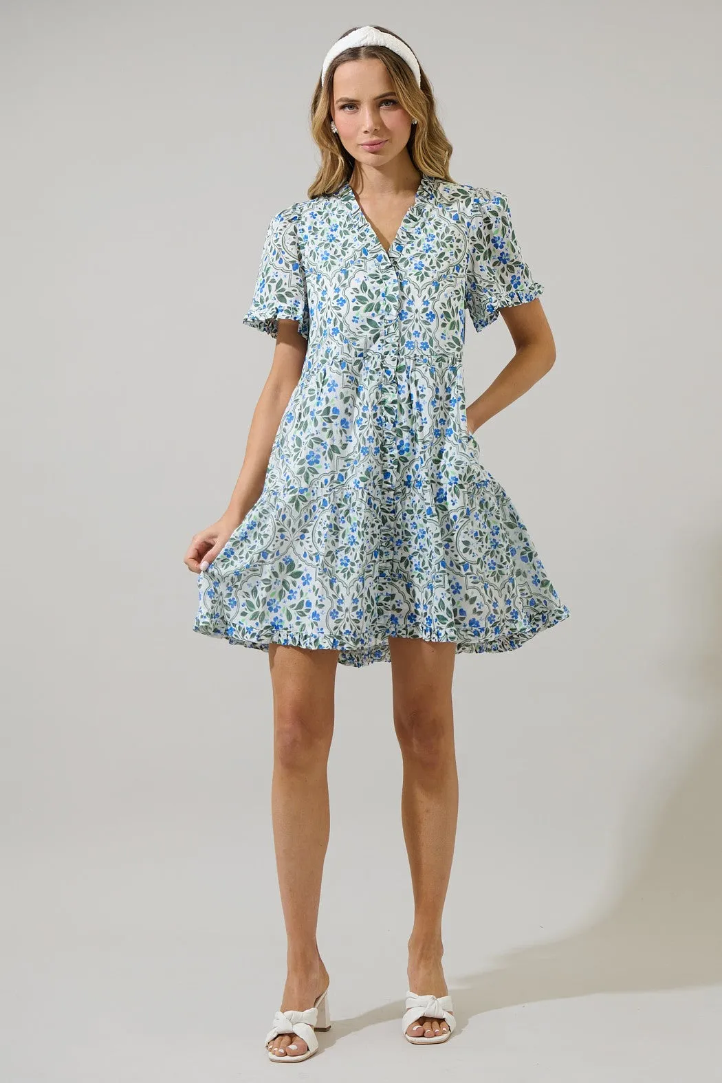 hilo floral shift mini dress