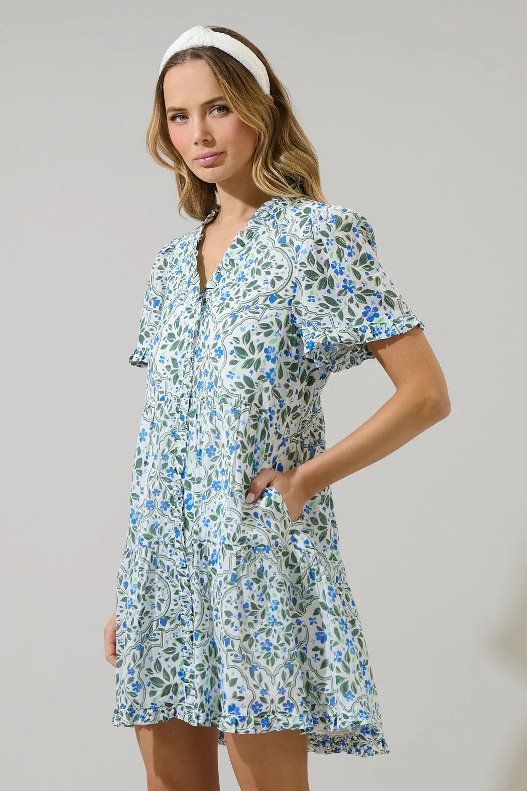 hilo floral shift mini dress
