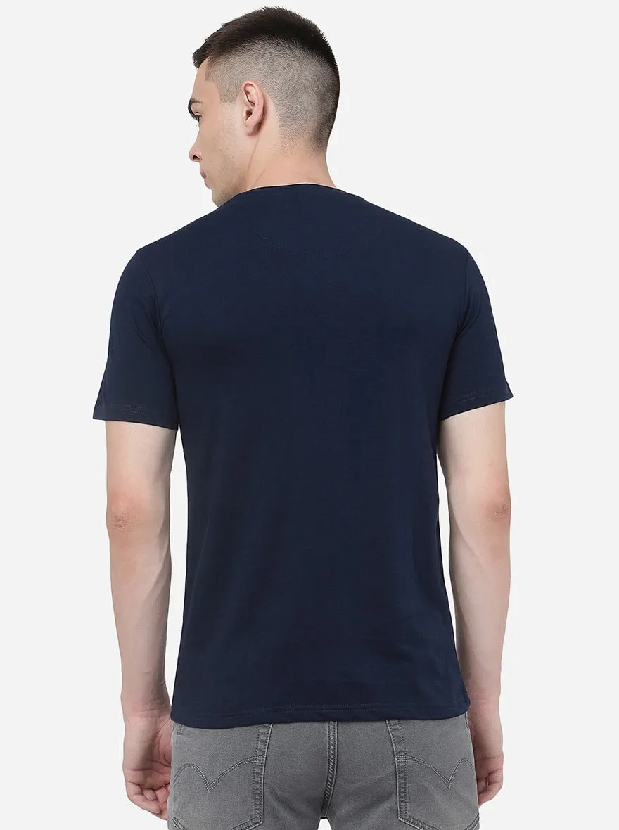 Irish Navy Blue Solid Slim Fit T-Shirt | JadeBlue