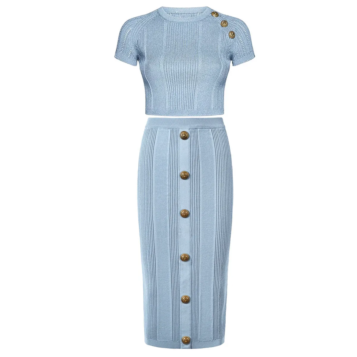 Joni Rib Knit Crop Top & Midi Skirt Set