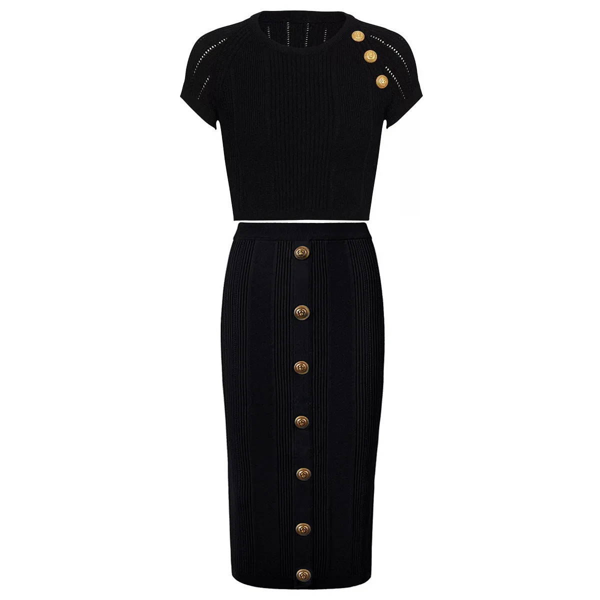 Joni Rib Knit Crop Top & Midi Skirt Set
