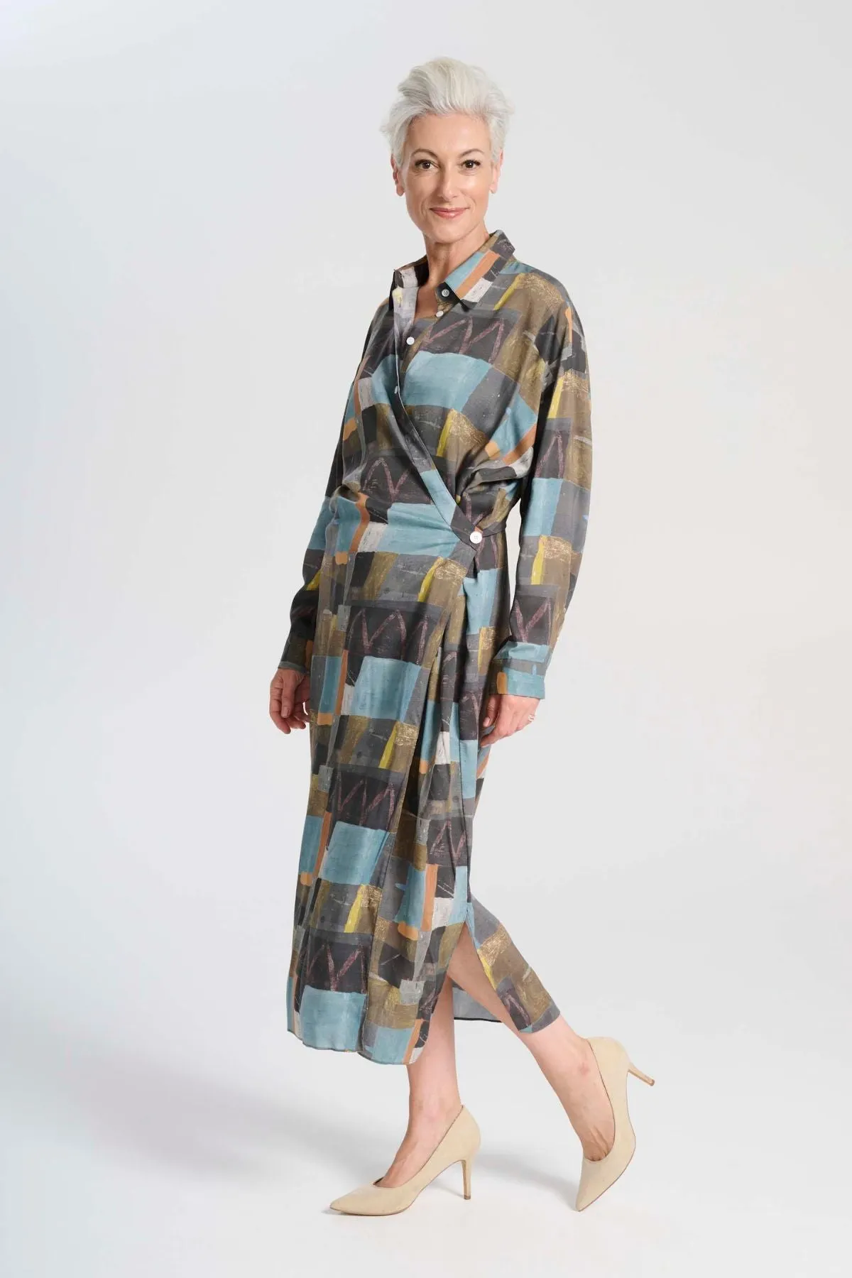 Kismet Fluido Dress Azure Soft Wash in Tencel