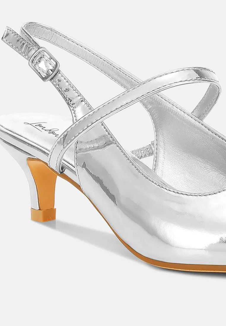 Kitten Heel Slingback Sandals By MODE