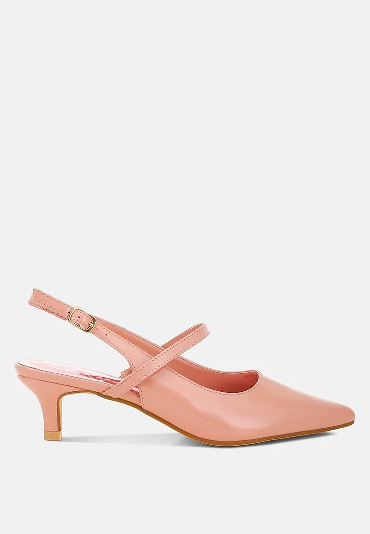 Kitten Heel Slingback Sandals By MODE