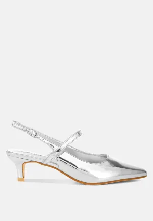 Kitten Heel Slingback Sandals By MODE