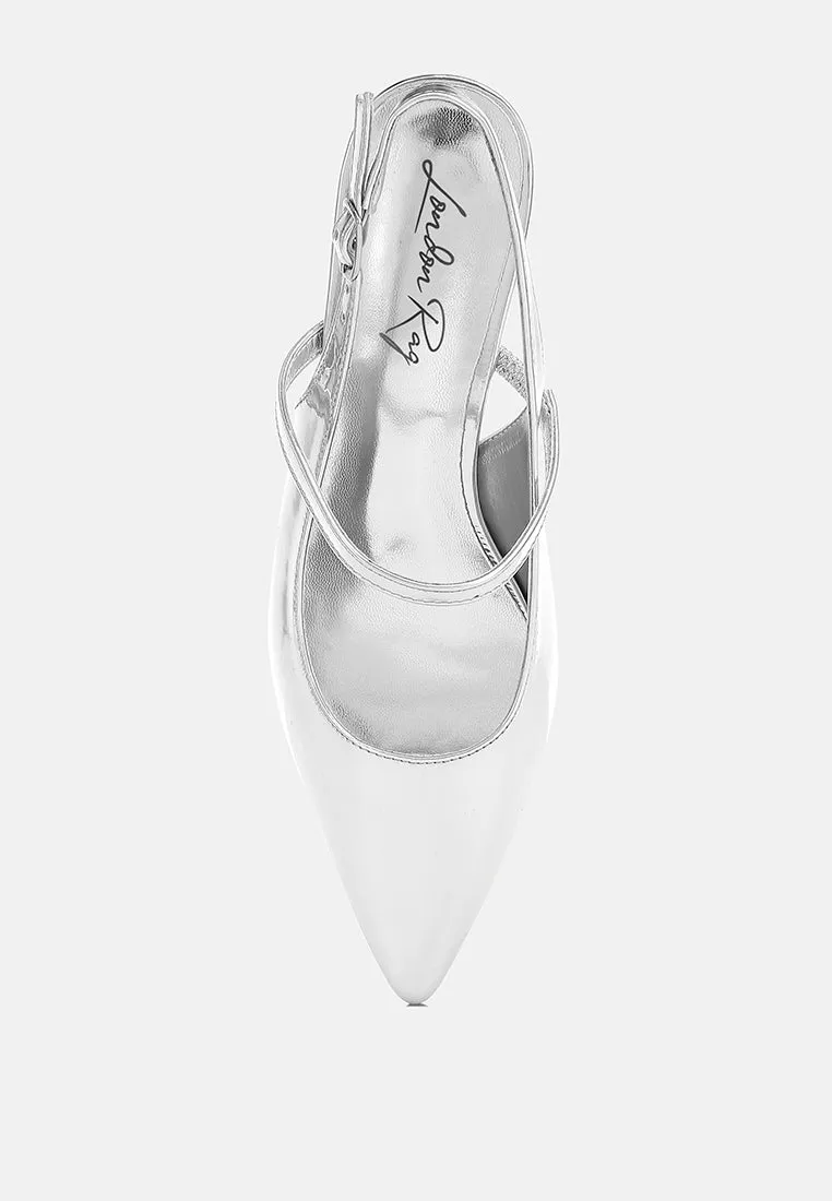 Kitten Heel Slingback Sandals By MODE