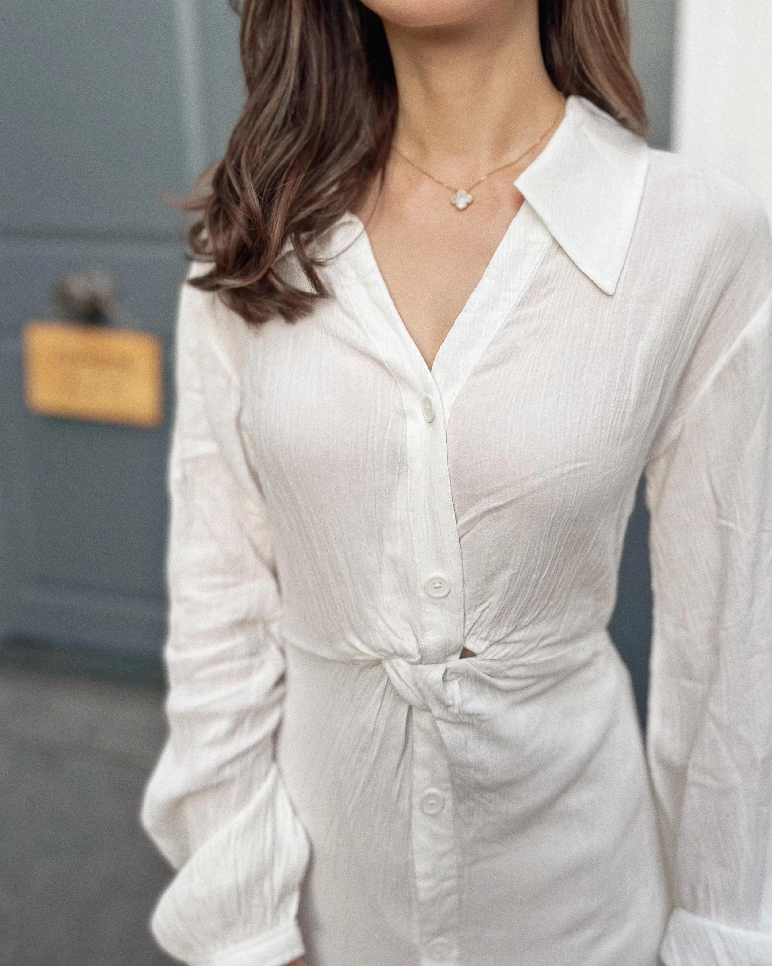 Knot Front Shirt Dress