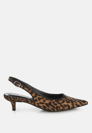 Leopard Print Kitten Heel Sandals By RUW