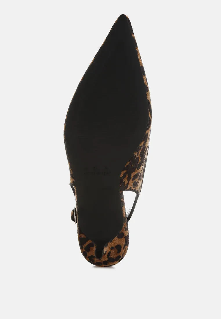Leopard Print Kitten Heel Sandals By RUW