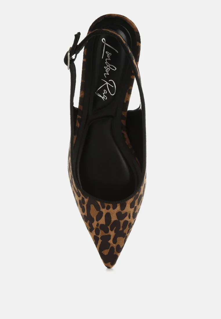 Leopard Print Kitten Heel Sandals By RUW