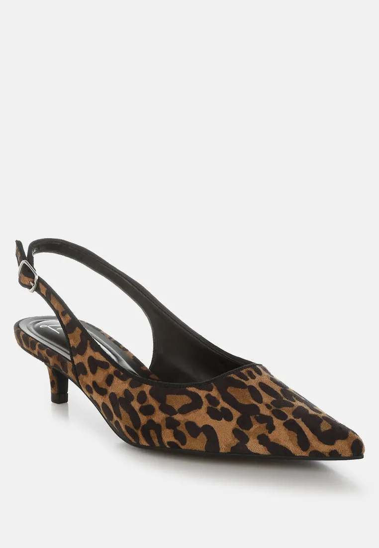 Leopard Print Kitten Heel Sandals By RUW
