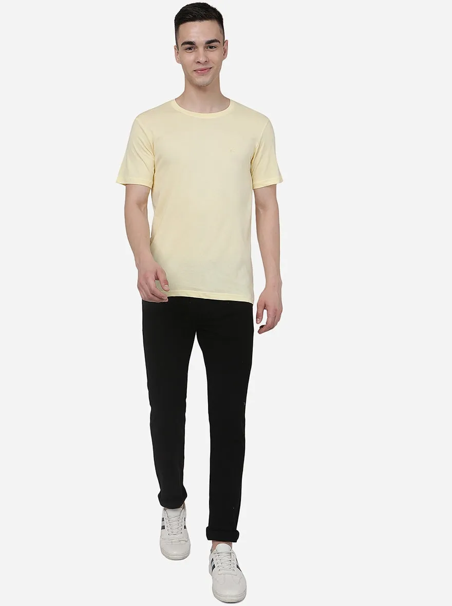 Light Yellow Solid Slim Fit T-Shirt | JadeBlue