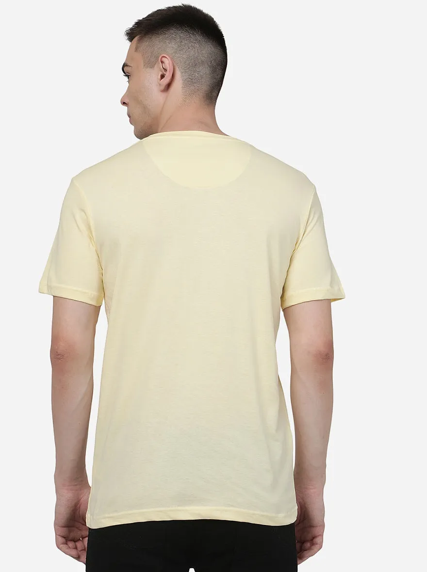 Light Yellow Solid Slim Fit T-Shirt | JadeBlue
