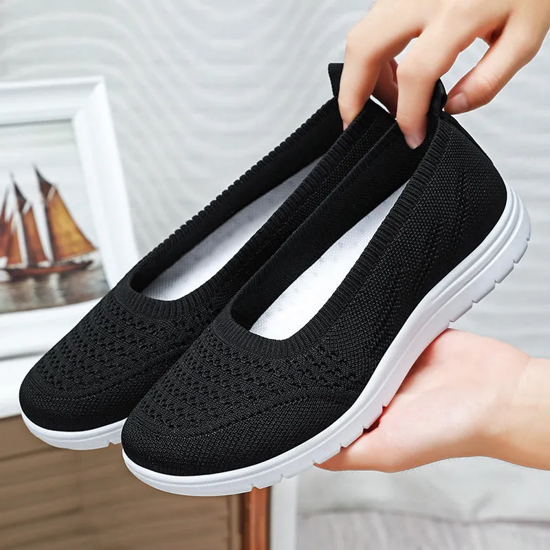 Lightweight Solid Textile Slip-On Sneakers with Memory Foam Comfort