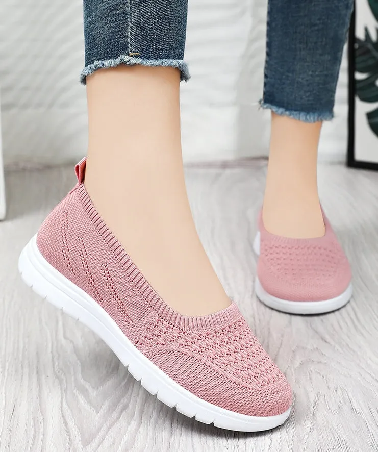 Lightweight Solid Textile Slip-On Sneakers with Memory Foam Comfort