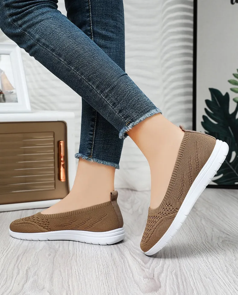 Lightweight Solid Textile Slip-On Sneakers with Memory Foam Comfort