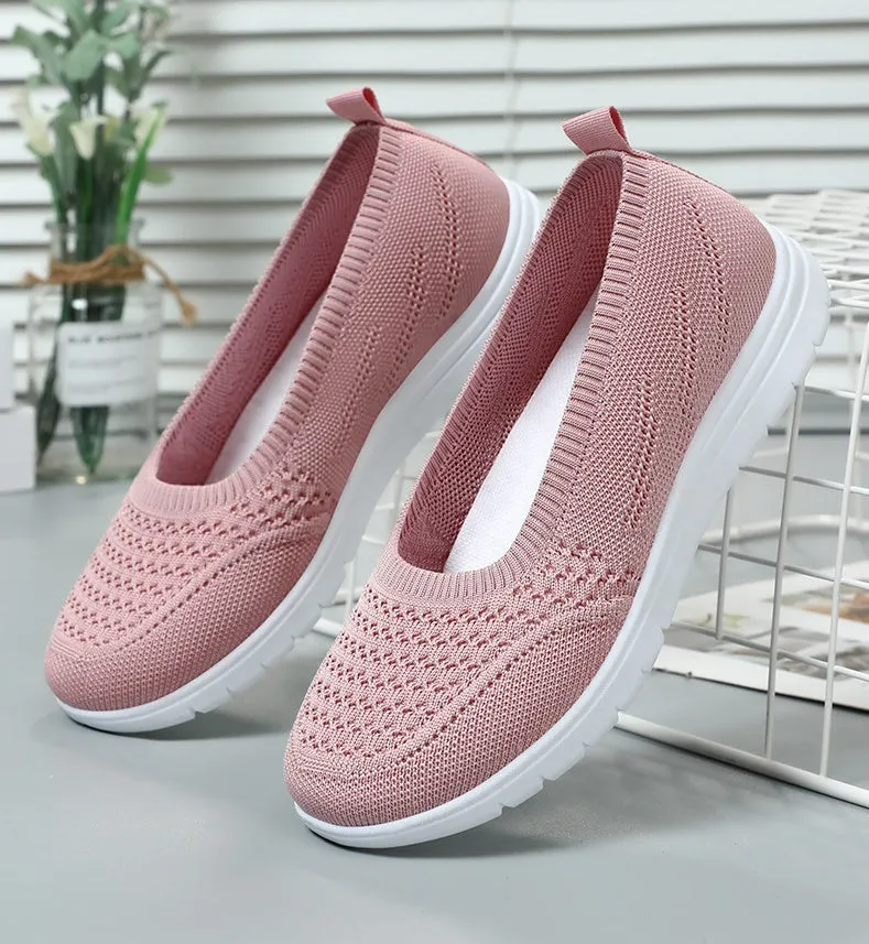 Lightweight Solid Textile Slip-On Sneakers with Memory Foam Comfort