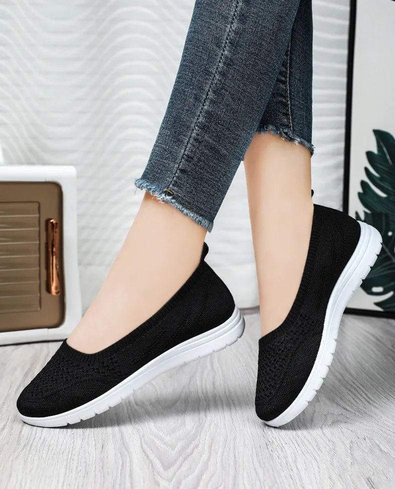Lightweight Solid Textile Slip-On Sneakers with Memory Foam Comfort
