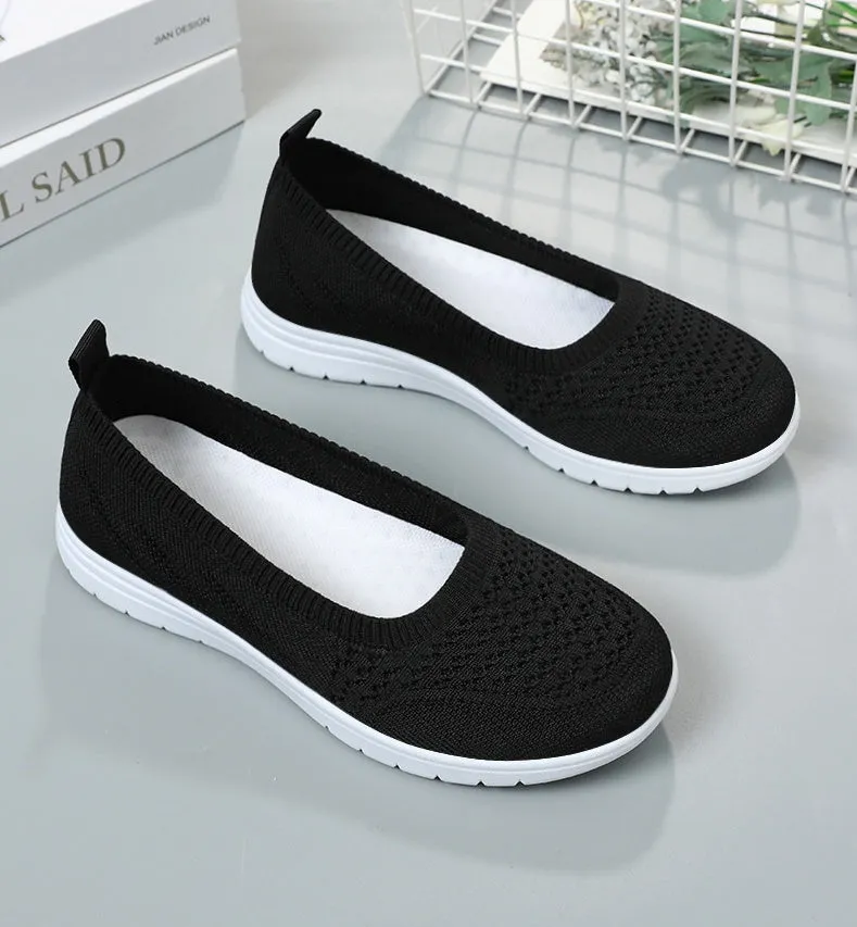 Lightweight Solid Textile Slip-On Sneakers with Memory Foam Comfort