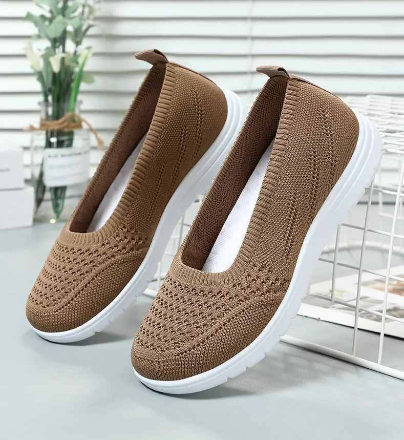 Lightweight Solid Textile Slip-On Sneakers with Memory Foam Comfort
