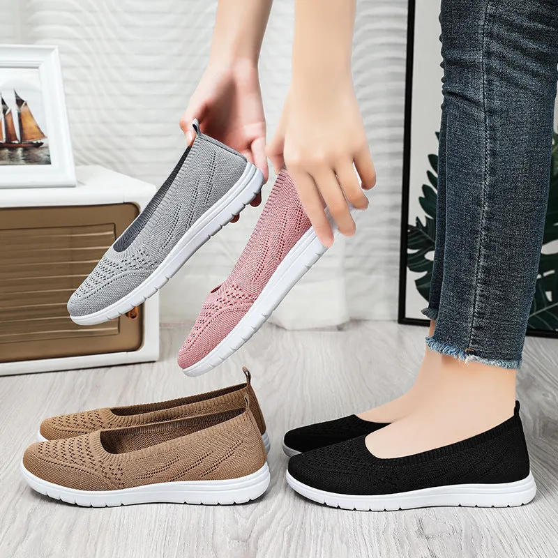 Lightweight Solid Textile Slip-On Sneakers with Memory Foam Comfort