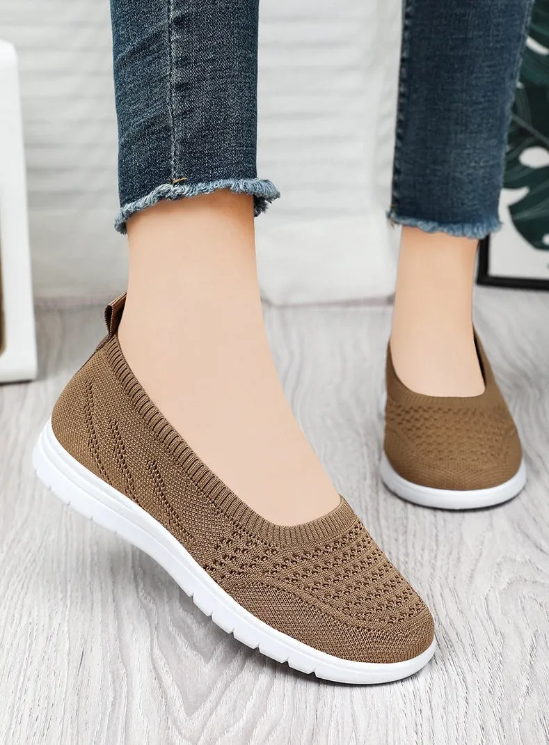 Lightweight Solid Textile Slip-On Sneakers with Memory Foam Comfort