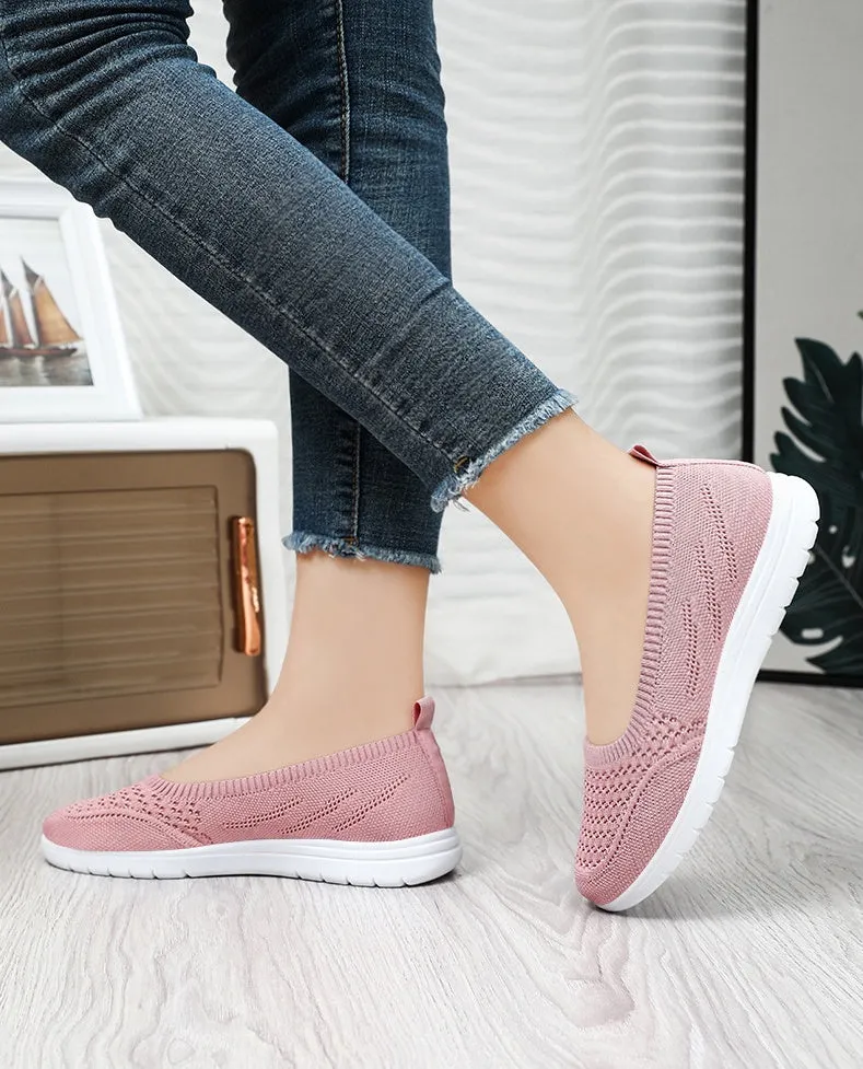 Lightweight Solid Textile Slip-On Sneakers with Memory Foam Comfort