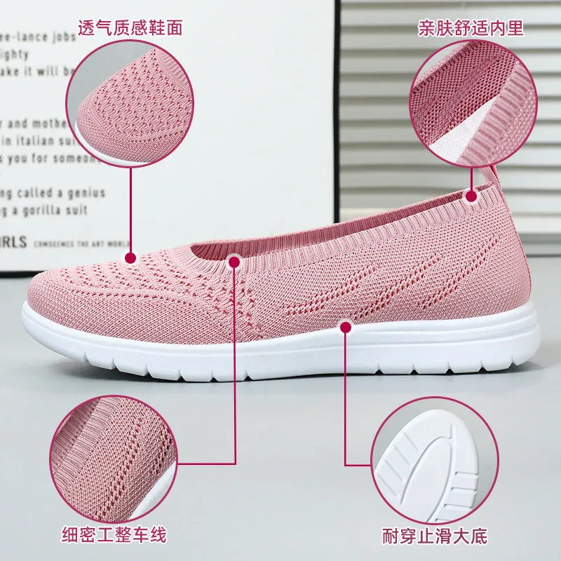 Lightweight Solid Textile Slip-On Sneakers with Memory Foam Comfort