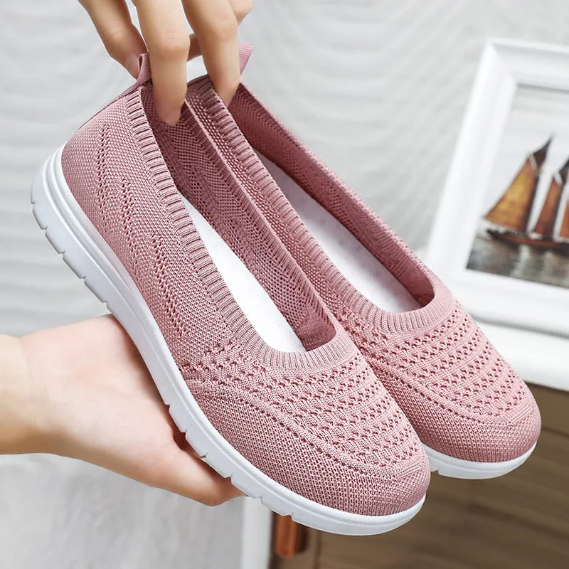 Lightweight Solid Textile Slip-On Sneakers with Memory Foam Comfort