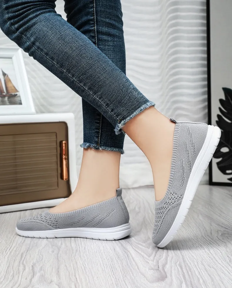 Lightweight Solid Textile Slip-On Sneakers with Memory Foam Comfort