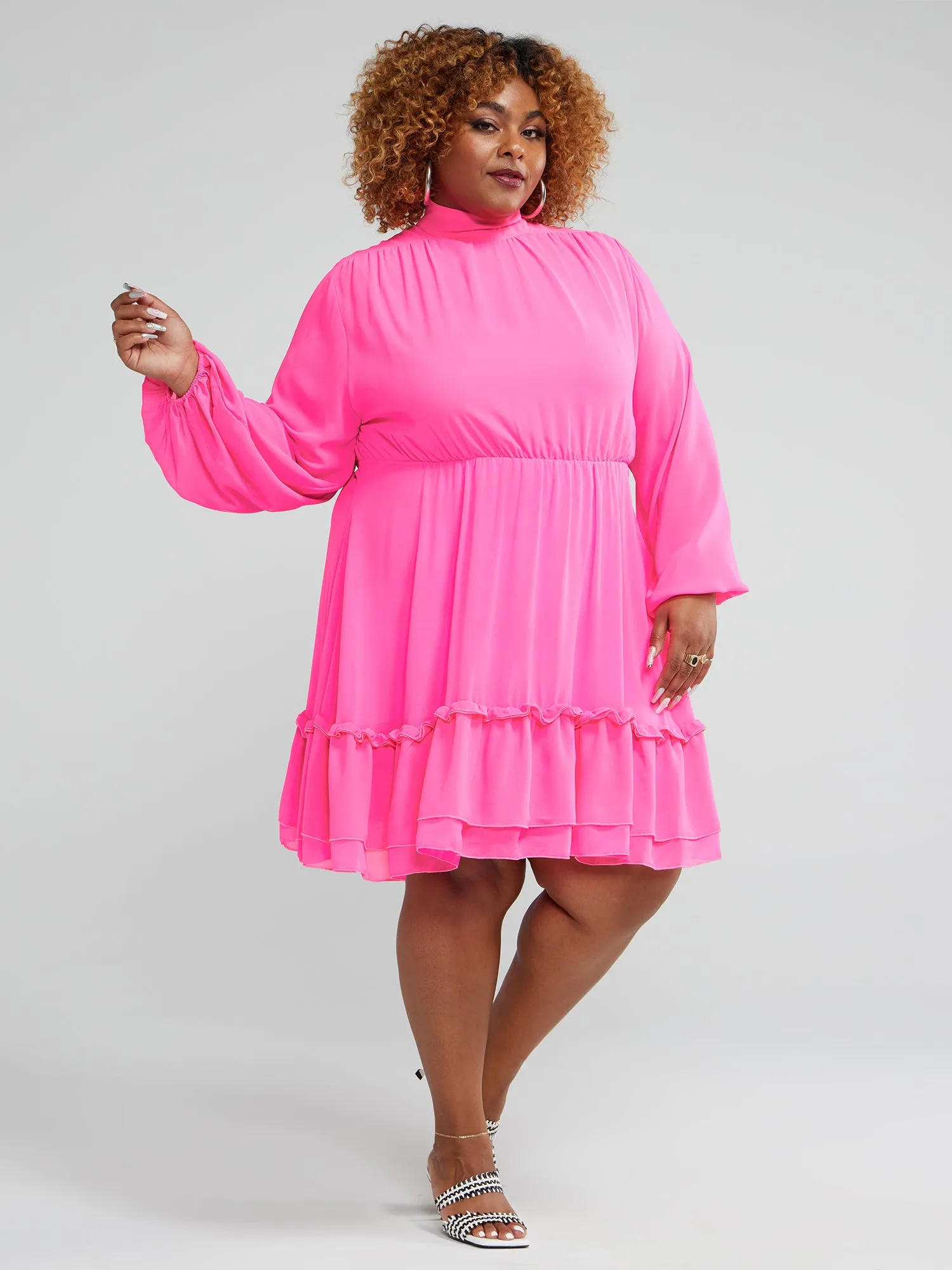 Lupita Chiffon Tiered Ruffle Dress