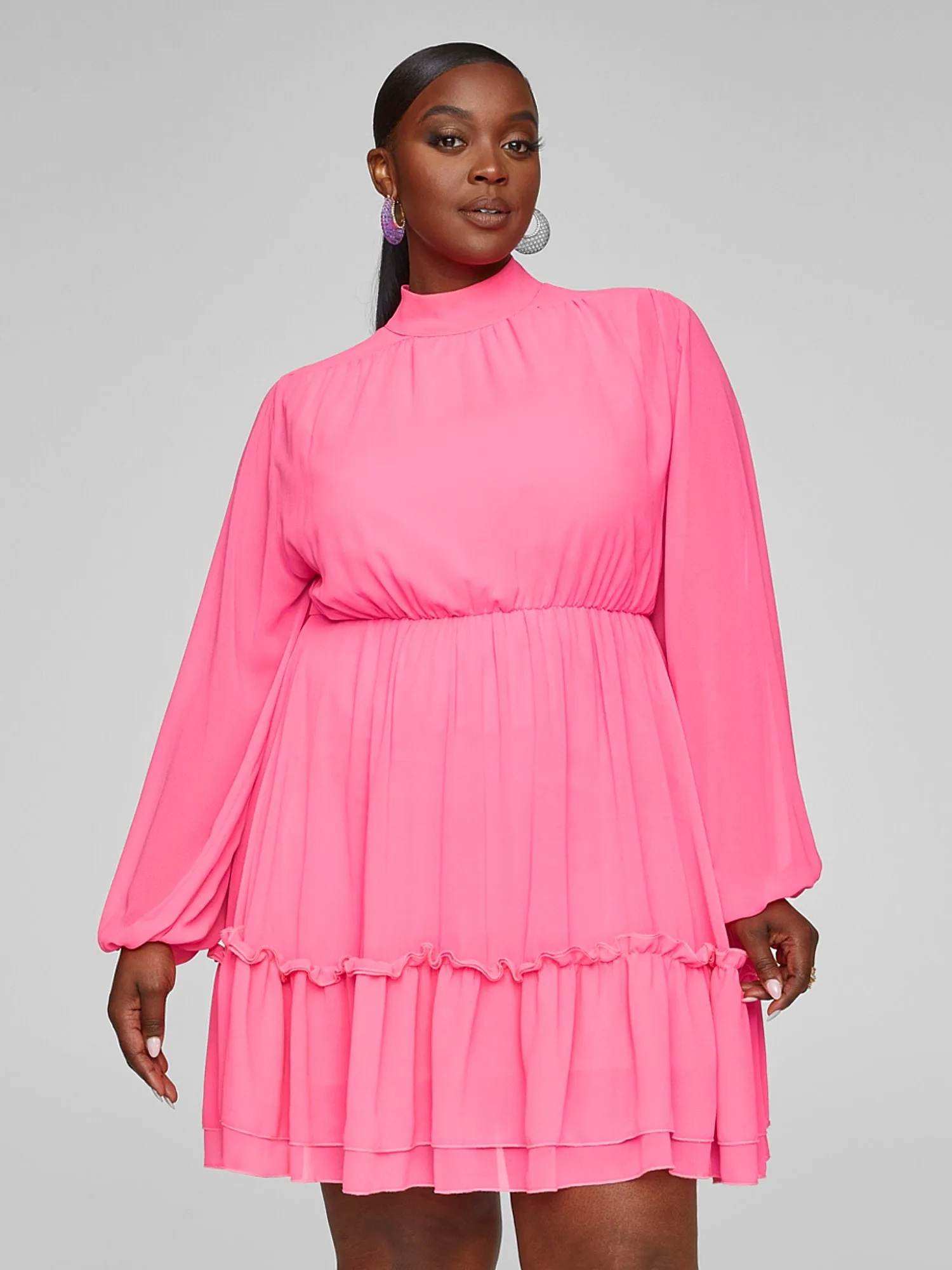 Lupita Chiffon Tiered Ruffle Dress