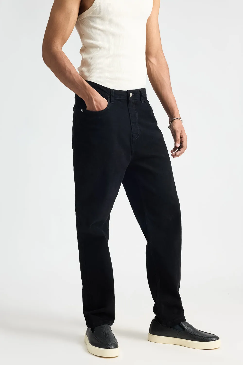 Luxe Black Men's Carrot Fit Jeans