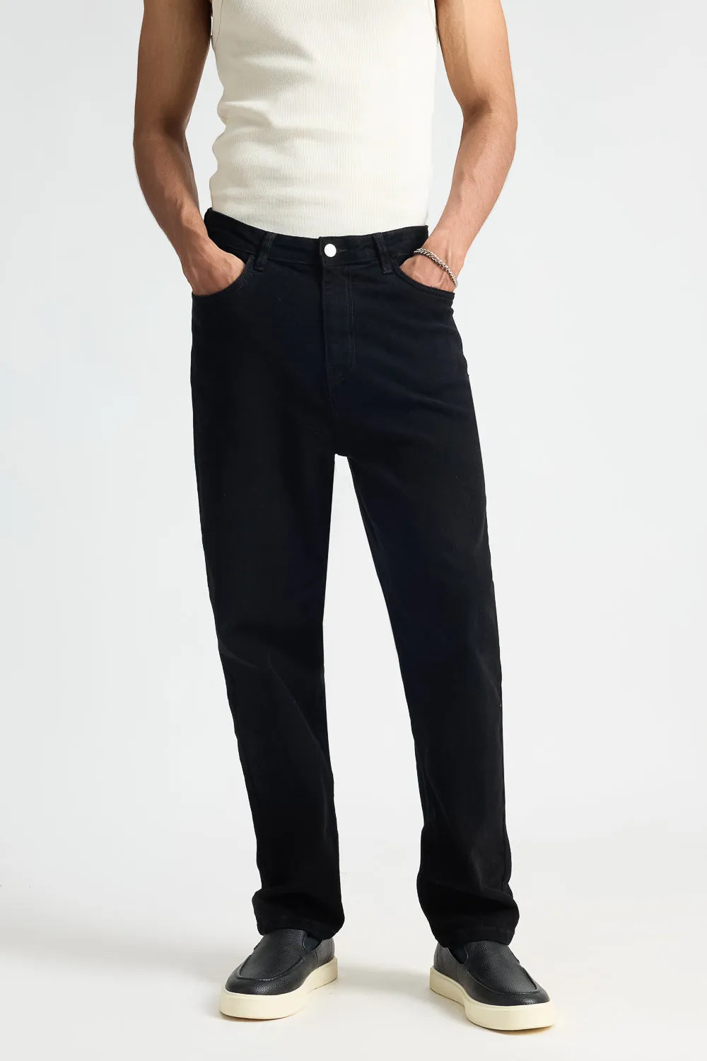 Luxe Black Men's Carrot Fit Jeans