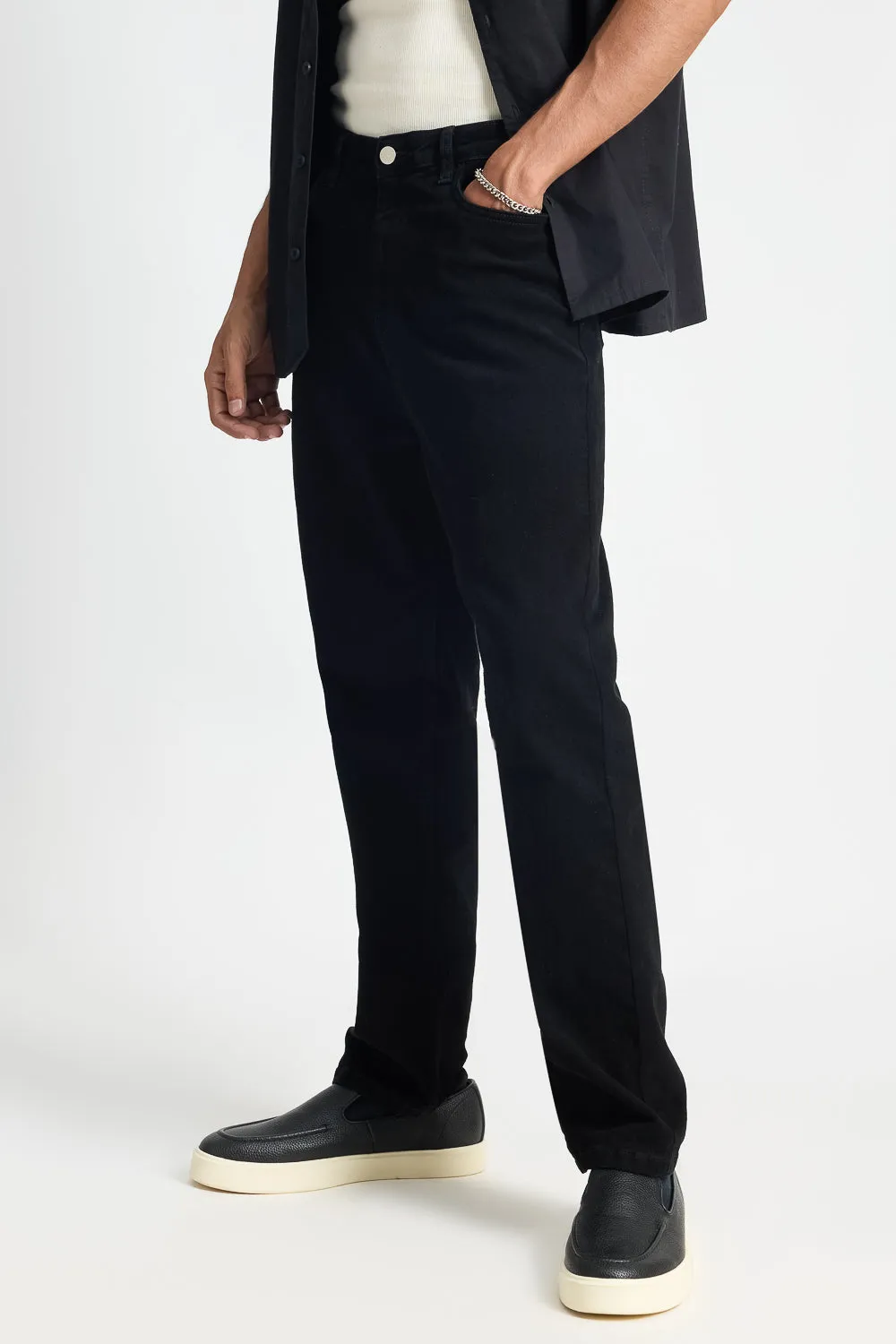 Luxe Black Men's Carrot Fit Jeans