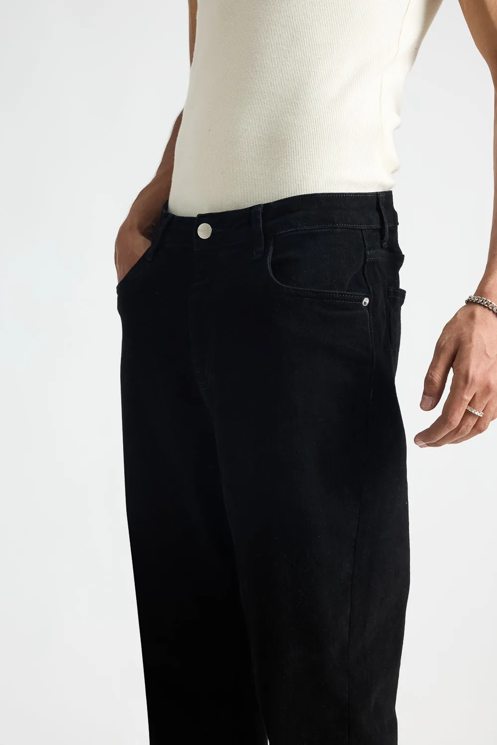 Luxe Black Men's Carrot Fit Jeans