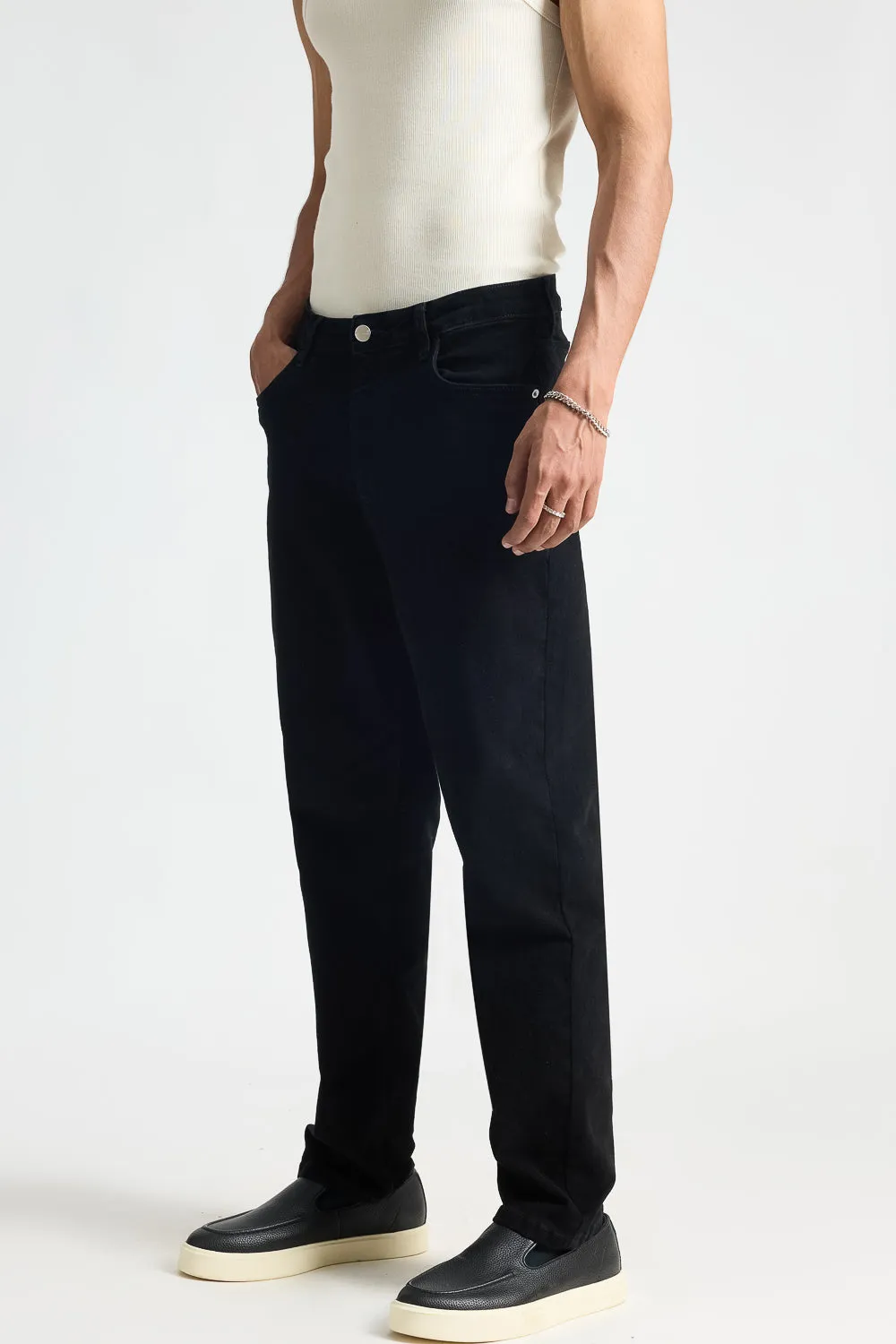 Luxe Black Men's Carrot Fit Jeans