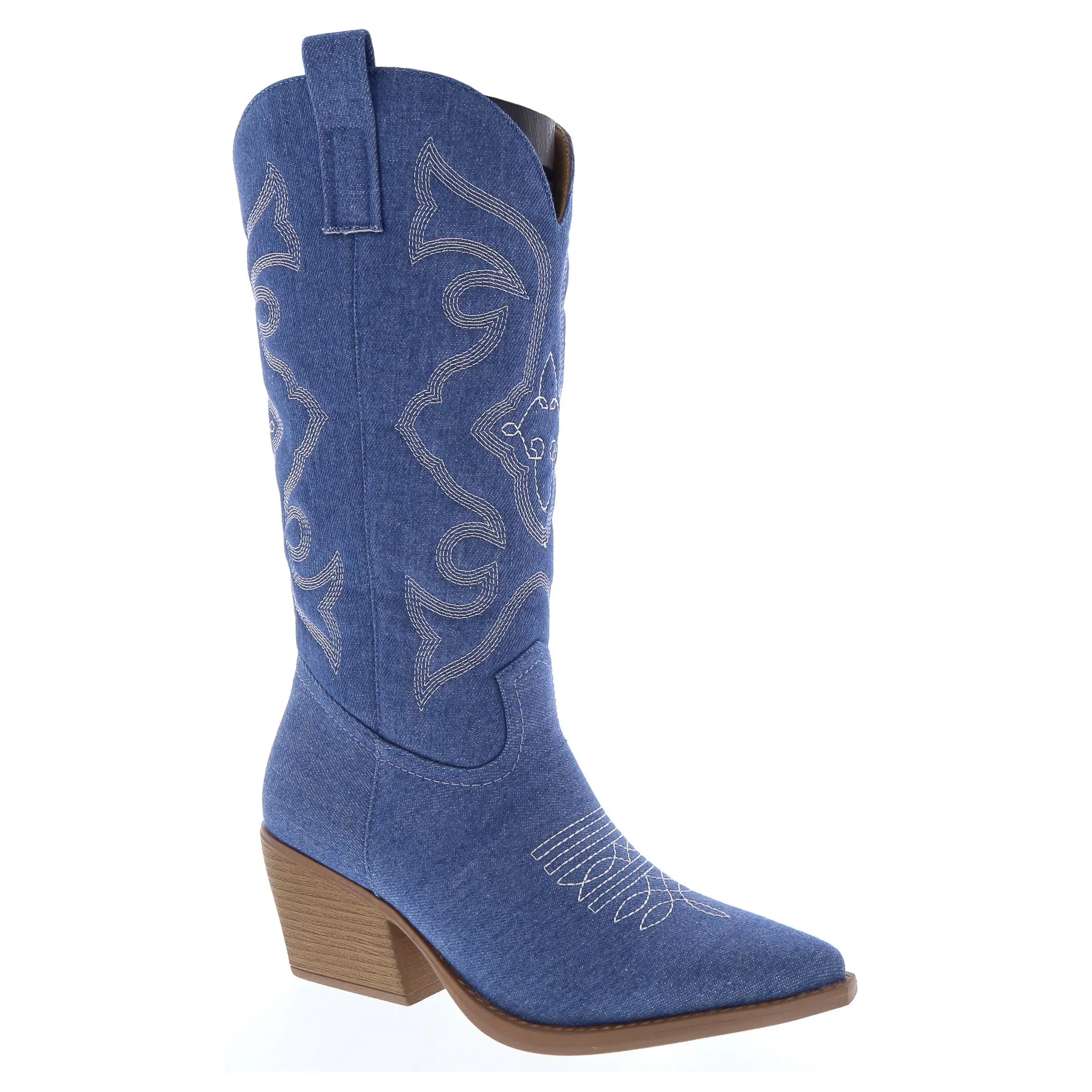 Maverick - Western Cowgirl Boots, Stacked Heel & Stitch Detailing, Inward Zipper Closure, Stylish & Bold for Casual or Western Looks
