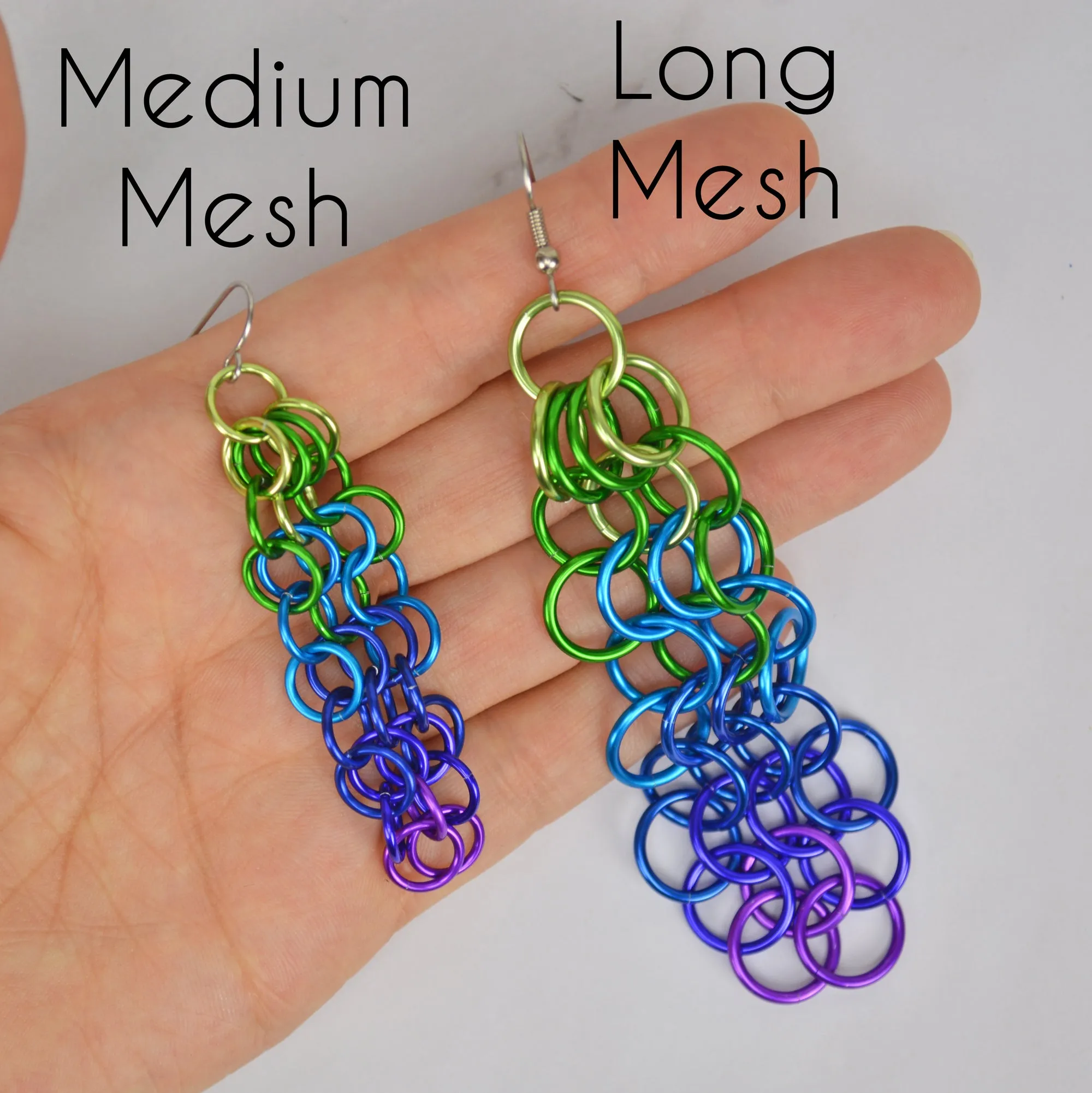 Medium Mesh Earrings - Peacock