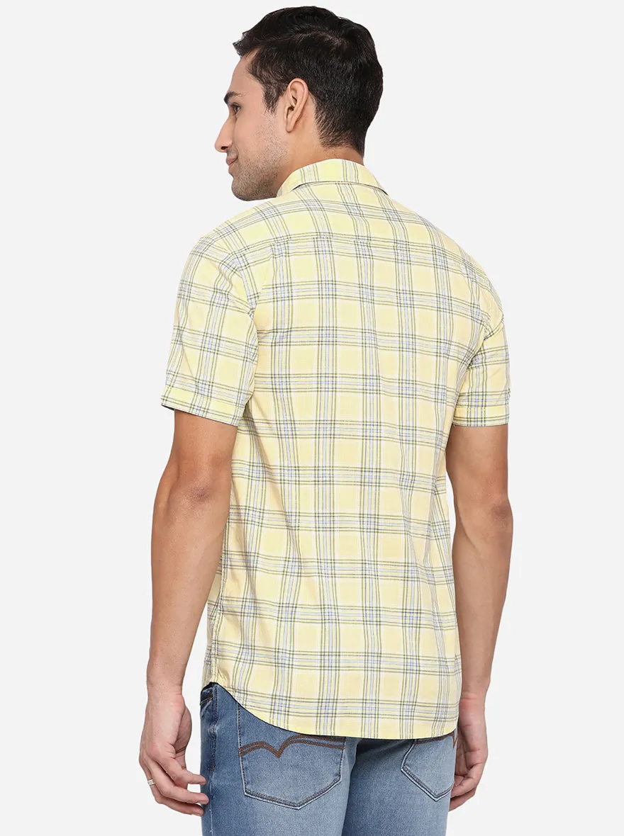 Mellow Yellow Checked Slim Fit Semi Casual Shirt | JadeBlue