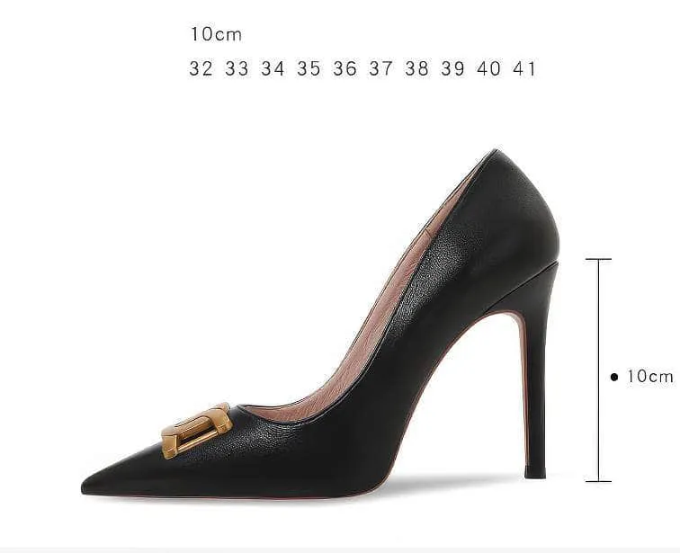 Metal Decorated Pointy Toe Court Heels