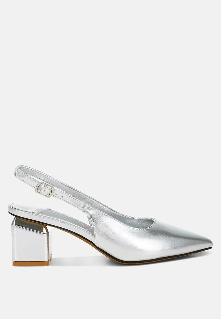 Metallic Faux Leather Slingback Sandals By RAG