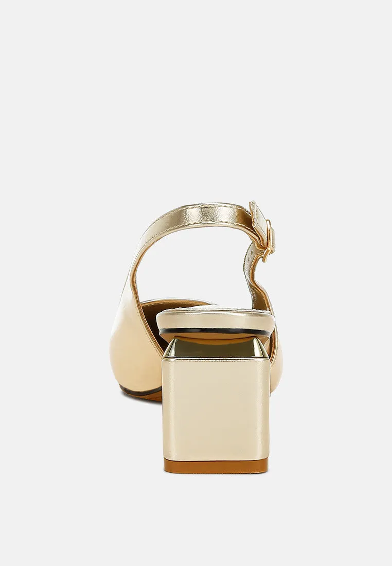 Metallic Faux Leather Slingback Sandals By RAG