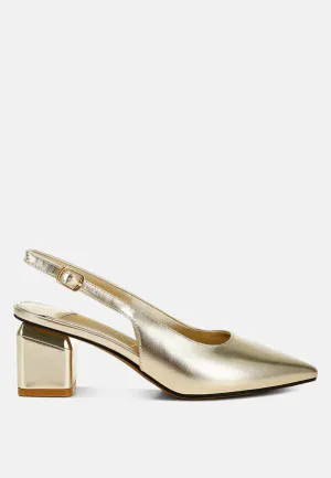Metallic Faux Leather Slingback Sandals By RAG