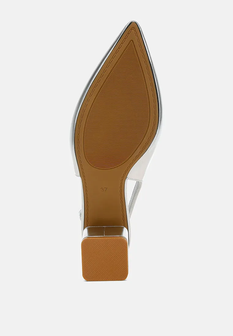 Metallic Faux Leather Slingback Sandals By RAG