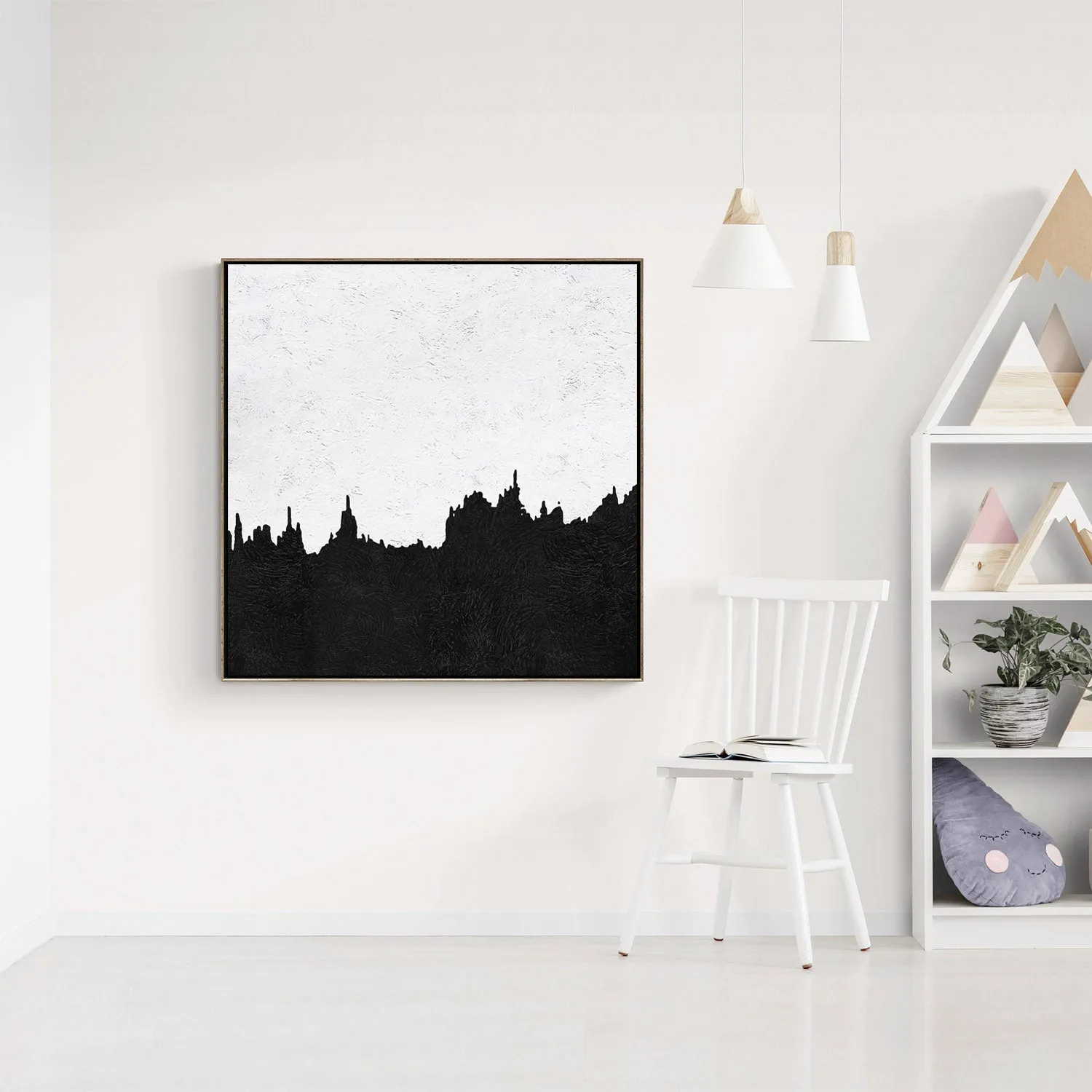 Minimal Black and White Painting MN144A