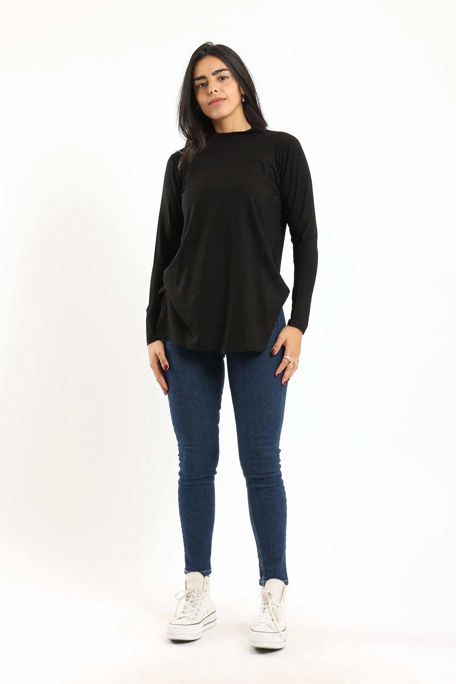 Mock Neck Black Top