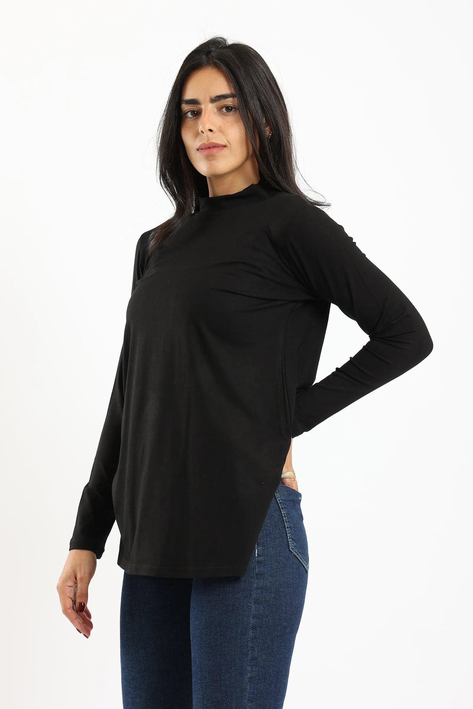 Mock Neck Black Top